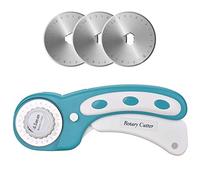 DealKits Kit de coupe rouleau de 45 mm en acier inoxydable avec mécanisme de protection, couteau à roulettes professionnel avec 3 lames pour piquet, tissu, cuir, travaux de couture et plus encore