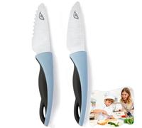 DealKits Kit de couteaux de cuisine pour enfants à partir de 2 ans, 2 couteaux de sécurité pour couper fruits et légumes, pointes rondes, Matériel Montessori en acier inoxydable pour petits chefs