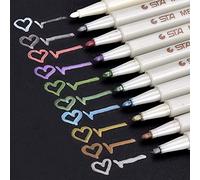 DealKits Lot de 10 marqueurs métalliques de qualité supérieure - Couleurs assorties - Pour la fabrication de cartes, album photo, livre d'or de mariage, papier, verre, plastique, pierre - Pointe fine