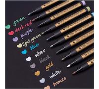 DealKits Lot de 10 marqueurs métalliques pour album photo, bricolage, scrapbooking, coloration, livre d'or de mariage, papier noir, pierre, verre, bois, Pâques, bricolage (2 mm)