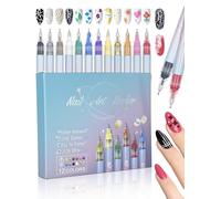 DealKits Lot de 12 stylos à ongles 3D imperméables pour nail art, outils de manucure, graffiti, pinceaux pour le bricolage, la beauté, les bijoux, parfait pour les débutants et les professionnels