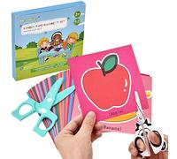 DealKits Lot de 2 ciseaux de découpe de papier pour enfants (1 x PVC + 1 lame en acier inoxydable) + 48 feuilles de papier, kit de découpe de papier amusant, jouet éducatif