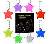 DealKits Lot de 20 pendentifs réflecteurs de sécurité, porte-clés en forme d'étoile, pour siège de poupée, sac à dos, sac à main, vestes, fauteuil roulant, marche, course, petit cadeau, 8 couleurs