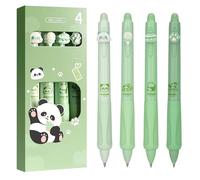 DealKits Lot de 4 stylos à bille effaçables, thème panda, crème glacée, gâteau, berce d'ours, bille à l'extrémité pour enlever l'encre - bleu, pointe 0,5 mm, sensible à la chaleur, parfait pour les