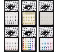 DealKits Lot de 6 feuilles de pierres précieuses pour le visage, les yeux, le corps, les ongles, les cheveux, les festivals, le visage, les festivals, les bijoux scintillants pour le maquillage, les