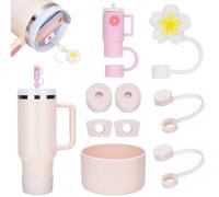 DealKits Lot de 9 accessoires pour paille Stanley Cup - En silicone - Comprend 6 bouchons en silicone anti-fuite, 2 couvercles de paille, 1 protection de sol pour gobelets Stanley de 1,2 l et 850 ml
