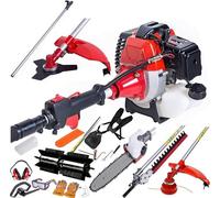 Dealourus Kit sac à dos multi-outils 5 en 1, moteur à essence 52 cm³, avec débroussailleuse, taille-haie, élagueuse, perche de rallonge