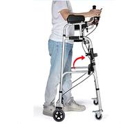 Déambulateur à 4 roues avec freins, cadre de marche pliable léger, déambulateur portable réglable et pliable avec coussin d'accoudoir et siège rembourré