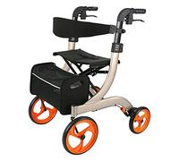 Déambulateur à quatre roues autopropulsé pour personnes âgées, chariot de courses, chariot de marche portable pliable, hauteur de dossier réglable et sac de rangement pour courses, le meilleur gif