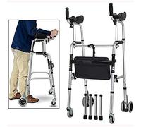 Déambulateur Aides À La Mobilité Déambulateurs Pliable Pliable À Quatre Roues Avec Coussin De Soutien D'Accoudoir Et Siège, Réglable, Léger Et Portable Pour Personnes Âgées