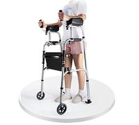Déambulateur Cadre De Marche À Roulettes Avec 2 Roues, Siège Rembourré Pliable Et Léger, Aide À La Station Debout Pour Adultes, Aide À L'Entraînement Des Membres Inférieurs