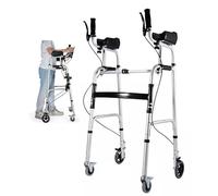 Déambulateur Cadre De Marche Avec Roulettes, Pliable, Support D'Avant-Bras Vertical, Siège En Cuir, Freins, Robuste, Hauteur Réglable, Pour Adultes/Seniors/Hommes De Grande Taille, Intérieur