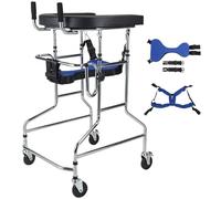 Déambulateur d'arthrite pliable - Chariot d'apprentissage droit - En aluminium léger - Avec accoudoirs et siège souples - Déambulateur réglable en hauteur - Pour personnes âgées