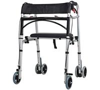 Déambulateur de voyage pliable, aide à la marche légère avec siège, déambulateur réglable en hauteur, installation libre, gris, c'est si gentil de vous