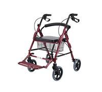 Déambulateur, déambulateur à 4 roues, aide à la mobilité pliante, poignées réglables en hauteur avec siège et dossier rembourrés, déambulateur roulant en aluminium