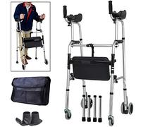 Déambulateur, déambulateur à posture verticale avec coussin de support d'accoudoir, déambulateur médical à 4 roues, aide à la marche pour personnes âgées à hauteur réglable utilisée pour la marche