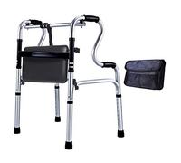 Déambulateur déambulateur compact pliable en aluminium avec siège en PU réglable en hauteur et cadre léger adapté aux personnes âgées attentionnées