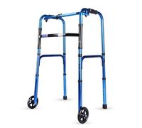 Deambulateur Déambulateur pliable à roulettes, marcheur roulant, marcheur léger à roues avant, hauteur réglable(Blauw)