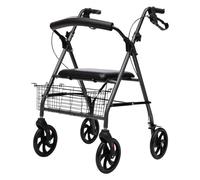 Déambulateur, déambulateur vertical avec siège, chariot de courses pour personnes âgées, pliable, charge maximale 100 kg