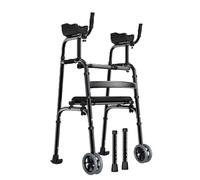 Déambulateur Droit Avec Accoudoirs, Déambulateur Pliable Réglable En Hauteur, Accoudoirs Amovibles, Pour Personnes Âgées, Handicapées Ou À Mobilité Réduite(With seat)