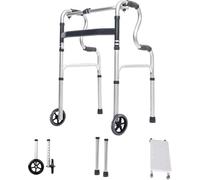 Déambulateur en aluminium léger avec siège pliable - Hauteur réglable, aide à la marche mobile pour les personnes âgées et les personnes âgées, cadre de stabilité vertical avec plaque de siège