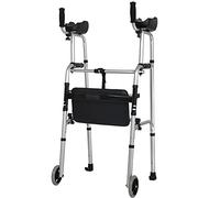 Déambulateur en fauteuil roulant Marcheurs Déambulateur vertical pour personnes âgées avec siège et accoudoir et 2 roues Aide à la marche légère pliable et réglable en hauteur pour l'entraînement à la