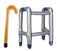 Déambulateur gonflable + bâton de marche gonflable, déambulateur gonflable | Ensemble parfait pour votre costume de grand-mère ou grand-père pour le carnaval ou comme blague pour un anniversaire