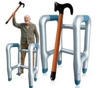 Déambulateur Gonflable et Canne Gonflable, Marcheur Gonflable, Déambulateur Set pour Grand-père et Grand-mère Blague Cadeaux Costumes Gonflables pour Carnaval Anniversaire Cosplay Drame