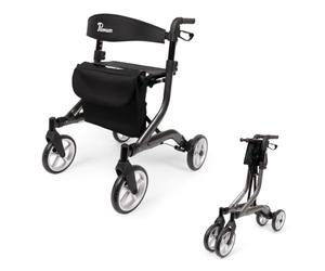 Déambulateur Parvum SuperLight - Uniquement 5,1 kg, en aluminium, pliable en deux, câbles de frein dissimulés - Idéal pour un usage quotidien - Aide à la marche pour les seniors - Anthracite