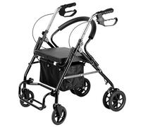 Déambulateur Pliable 3 en 1 avec Dossier Amovible, Aide à La Marche Mobile Roulante avec 4 Réglages de Hauteur et Des Poches de Rangement for Une Utilisation Quotidienne à Domicile