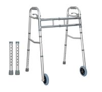 Déambulateur Pliable à 2 Roues - Cadre de Marche Léger en Aluminium, Hauteur Réglable, Support 150KG, Idéal pour Personnes Âgées et Handicapées