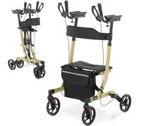 Déambulateur pliable à quatre roues pour personnes âgées avec siège et sac