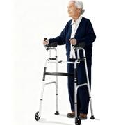 Déambulateur pliable avec hauteur réglable, aide à la mobilité à roues avant pour personnes âgées et handicapées, cadre en aluminium léger, accoudoirs amovibles, durable et pliable pour un rangement