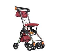 Déambulateur Pliable avec Siège pour Personnes Âgées, Support Portable pour Se Lever Et S'Asseoir, Pliable en Aluminium Léger Et Léger À Quatre Roues,Wine