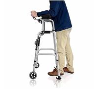 Déambulateur pliable en alliage d'aluminium, cadre de marche auxiliaire de rééducation avec coussin d'accoudoir et roues, hauteur réglable, aide à la mobilité pour personnes âgées, double le confort