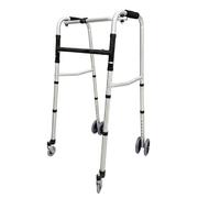 Déambulateur pliable en aluminium avec 4 roues standard - 2 roues pivotantes - Poignées ergonomiques - Réglable en hauteur