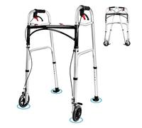 Déambulateur Pliable Portable À Roulettes Avec Frein À Main Aide À La Marche Légère En Alliage D'aluminium Pour Personnes Âgées Handicapées Ou Invalides Hauteur Réglable
