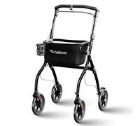 Déambulateur pliable ultralégère à 4 roues pour la maison - 60 cm de large | Helavo Déambulateur pour personnes âgées - Étroit, léger, pliable et en aluminium - Avec plateau, porte-gobelet et panier