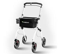 Déambulateur pliable ultralégère à 4 roues pour la maison - 60 cm de large | Helavo Déambulateur pour personnes âgées - Étroit, léger, pliable et en aluminium - Avec plateau, porte-gobelet et panier