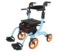 Déambulateur pliant avec siège, double frein, hauteur réglable, léger en aluminium, aide à la mobilité pour personnes âgées