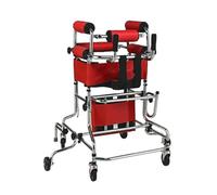 Déambulateur portable pliable pour paralysie cérébrale, hauteur réglable, vertical, avec cadre en acier inoxydable, pour adolescents ayant des besoins spéciaux (couleur : rouge,