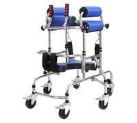 Déambulateur portable pour enfants atteints de paralysie cérébrale, rollator vertical à 6 roues avec siège pliable et ceinture, hauteur et largeur réglables, système anti-basculement pour la
