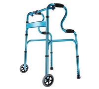 Déambulateur portatif bleu, déambulateur vertical pliable en aluminium for personnes âgées, assistance robuste for les personnes âgées adultes(With 2 Wheels)