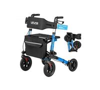 Déambulateur Rollator 4 roues Pliable 3 parties Charge 136 kg Bleu