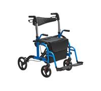 Déambulateur Roulant Pliable 2 en 1 en Aluminium Capacité 136KG pour Personnes Âgées