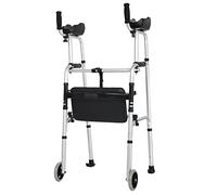 Déambulateur standard réglable, alliage d'aluminium léger, multi-scènes pratique et détachable, avec coussin d'accoudoir et coussin de siège pliable en PU, déambulateur pour personnes âgées.