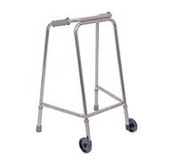 Déambulateur ultra fin avec roues - Design fin - 490 mm de largeur - Petit - Aluminium léger - Viroles en caoutchouc antidérapant - Poignées ergonomiques - Aide à la marche de rééducation
