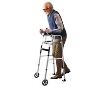 Déambulateur vertical pliable avec hauteur réglable, support de bras léger avec roues de 12,7 cm, design pliable, poignées rembourrées, pour personnes âgées et handicapées, noir