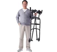 Déambulateur vertical pour personnes âgées avec support d'avant-bras, cadre de marche à roulettes pliable, cadre de marche auxiliaire de rééducation en alliage d'aluminium