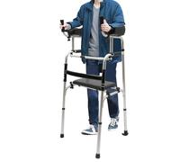 Déambulateur vertical réglable en hauteur avec support de bras - Déambulateur pliable en aluminium, 2 roues amovibles pour personnes âgées et personnes âgées